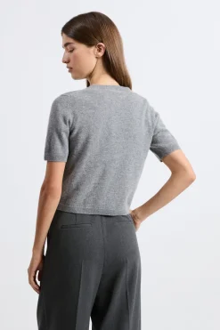 ETAM Cuello Redondo|Jerséis|Jersey de manga corta de cachemira GRIS