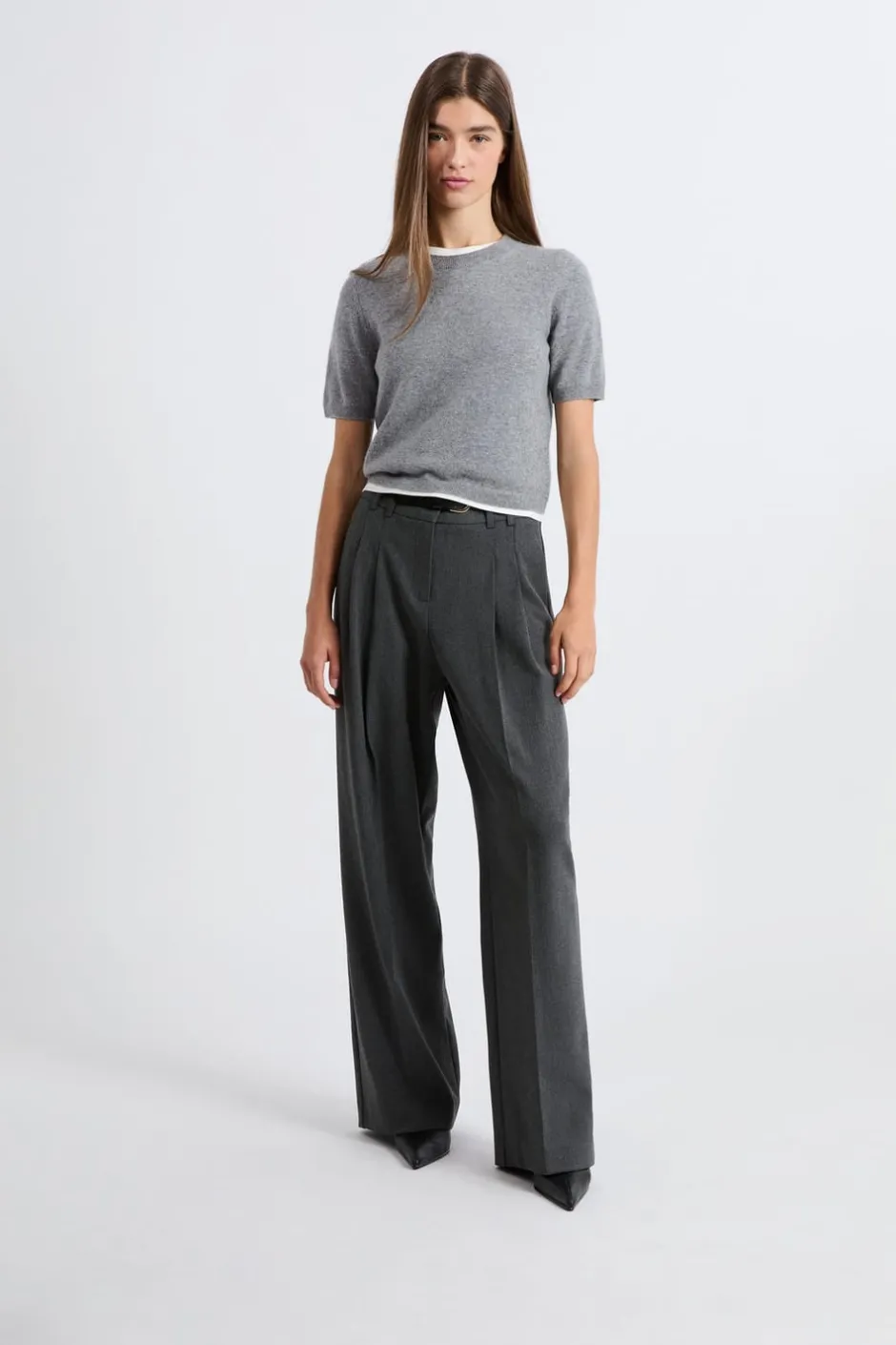 ETAM Cuello Redondo|Jerséis|Jersey de manga corta de cachemira GRIS