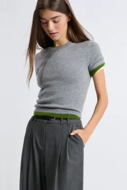 ETAM Cuello Redondo|Jerséis|Jersey de manga corta de cachemira GRIS