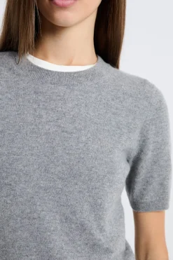 ETAM Cuello Redondo|Jerséis|Jersey de manga corta de cachemira GRIS