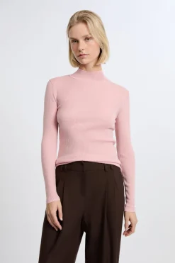 ETAM Básicos|Cuello Alto|Jersey de manga larga con cuello alto y lana LILA