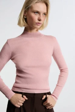 ETAM Básicos|Cuello Alto|Jersey de manga larga con cuello alto y lana LILA