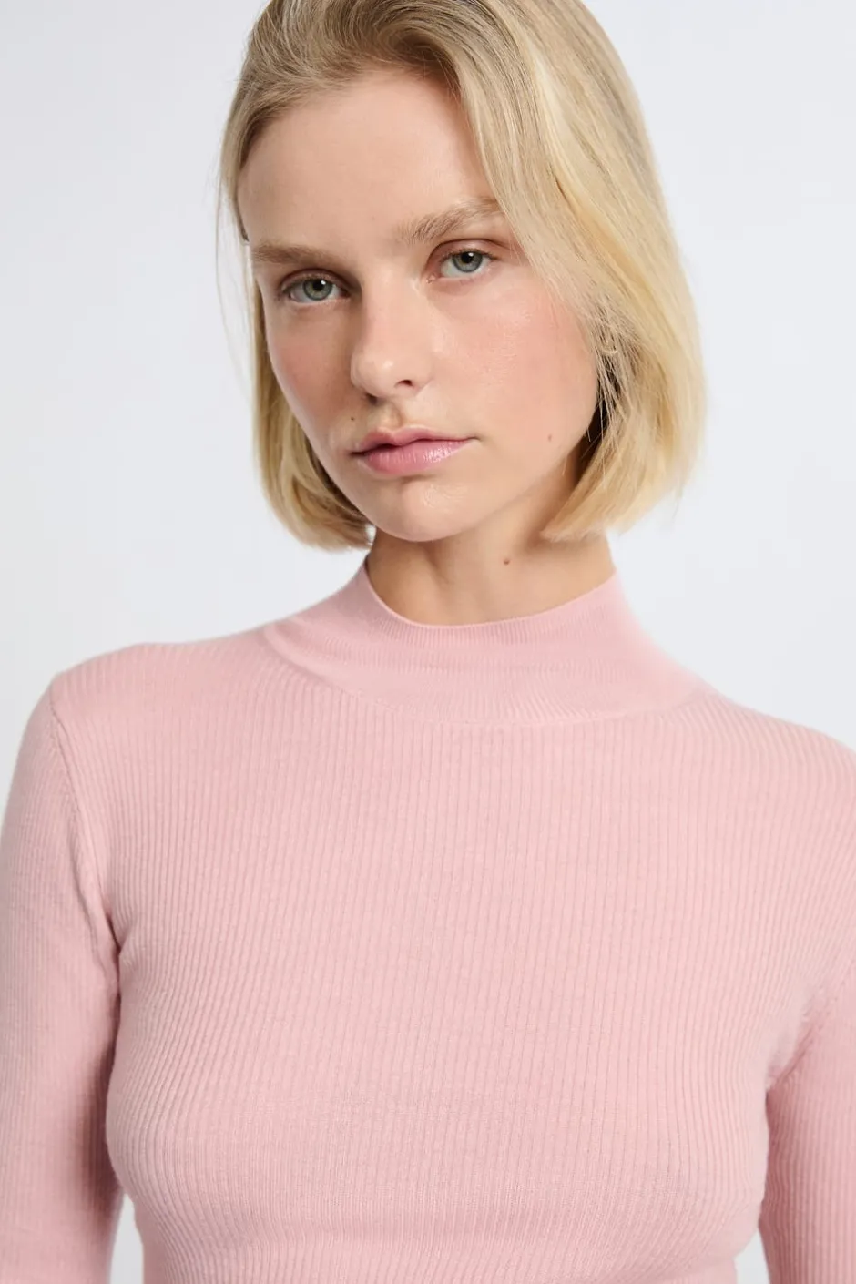 ETAM Básicos|Cuello Alto|Jersey de manga larga con cuello alto y lana LILA