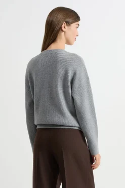 ETAM Básicos|Cuello En V|Jersey de manga larga con cuello en V GRIS