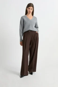 ETAM Básicos|Cuello En V|Jersey de manga larga con cuello en V GRIS