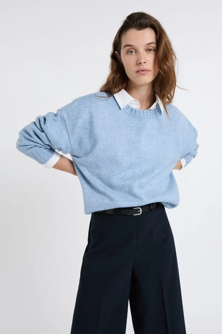 ETAM Cuello Redondo|Jerséis|Jersey oversize de manga larga AZUL