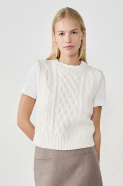 ETAM Sin Mangas|Cuello Redondo|Jersey sin mangas ECRU