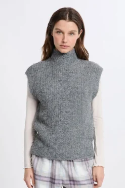 ETAM Los Pijamas Más Responsables|Ponchos, Sudaderas Y Chaquetas|Jersey sin mangas con cuello alto GRIS