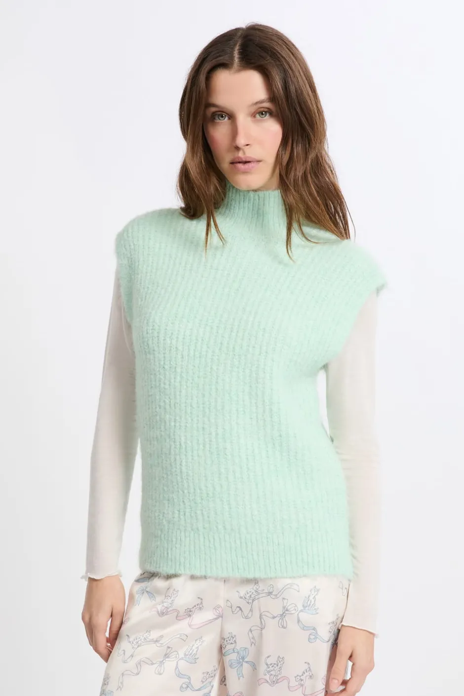 ETAM Los Pijamas Más Responsables|Ponchos, Sudaderas Y Chaquetas|Jersey sin mangas con cuello alto CELADON