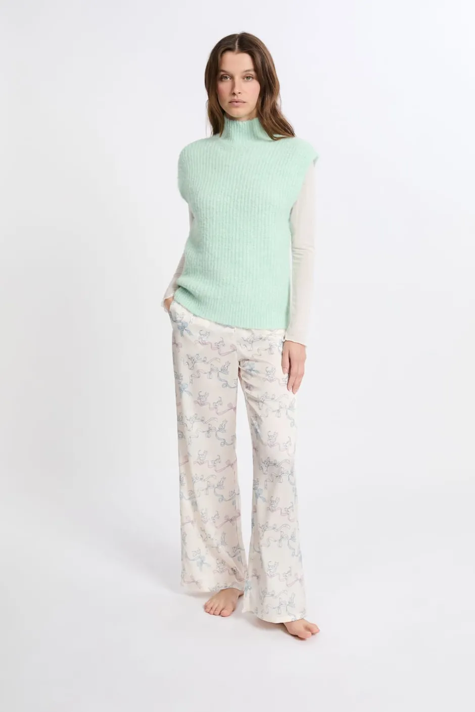 ETAM Los Pijamas Más Responsables|Ponchos, Sudaderas Y Chaquetas|Jersey sin mangas con cuello alto CELADON