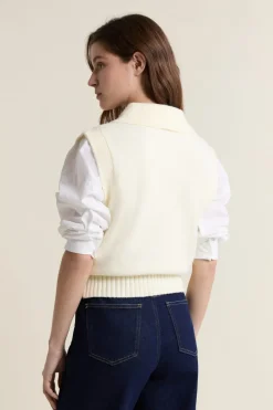 ETAM Sin Mangas|Cuello En V|Jersey sin mangas con cuello polo LINO