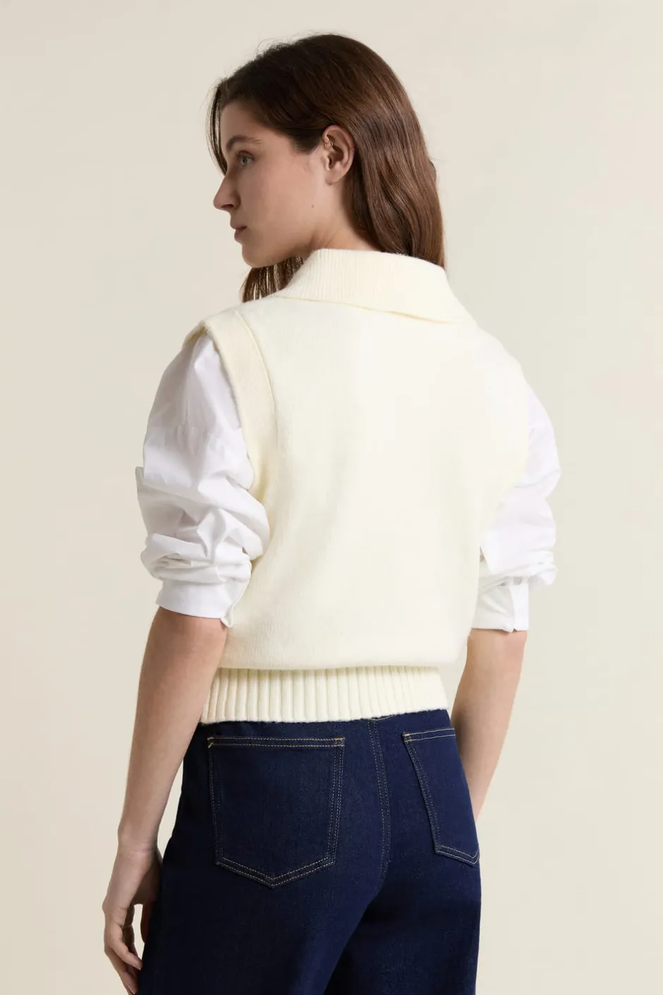 ETAM Sin Mangas|Cuello En V|Jersey sin mangas con cuello polo LINO