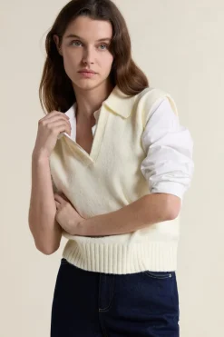 ETAM Sin Mangas|Cuello En V|Jersey sin mangas con cuello polo LINO