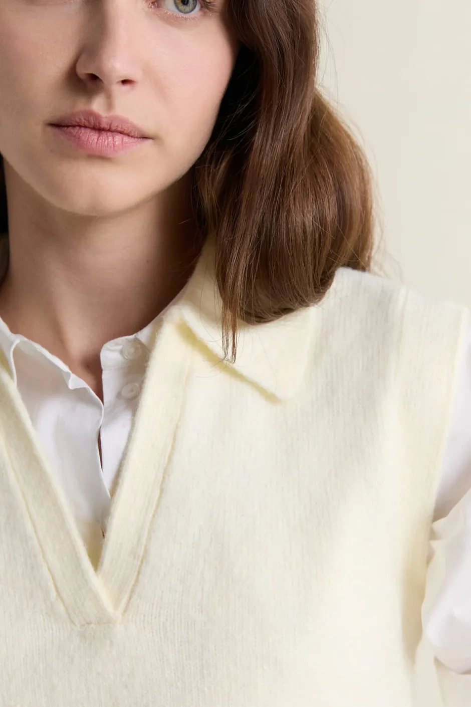 ETAM Sin Mangas|Cuello En V|Jersey sin mangas con cuello polo LINO