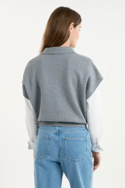 ETAM Jerséis|Jersey sin mangas con cuello polo GRIS CLARO