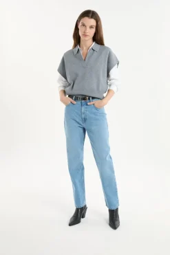ETAM Jerséis|Jersey sin mangas con cuello polo GRIS CLARO