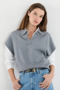 ETAM Jerséis|Jersey sin mangas con cuello polo GRIS CLARO