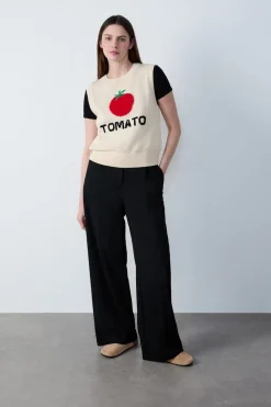 ETAM Cuello Redondo|Jersey sin mangas estampado "Tomate" CRUDO
