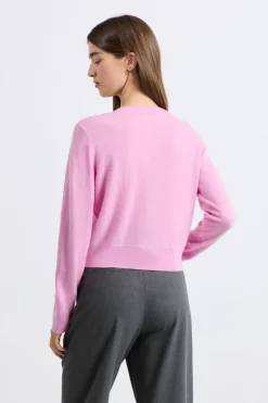 ETAM 100% Cashmere|Chaquetas|Jersey tipo cárdigan con botones de cashmere ROSA BONBON