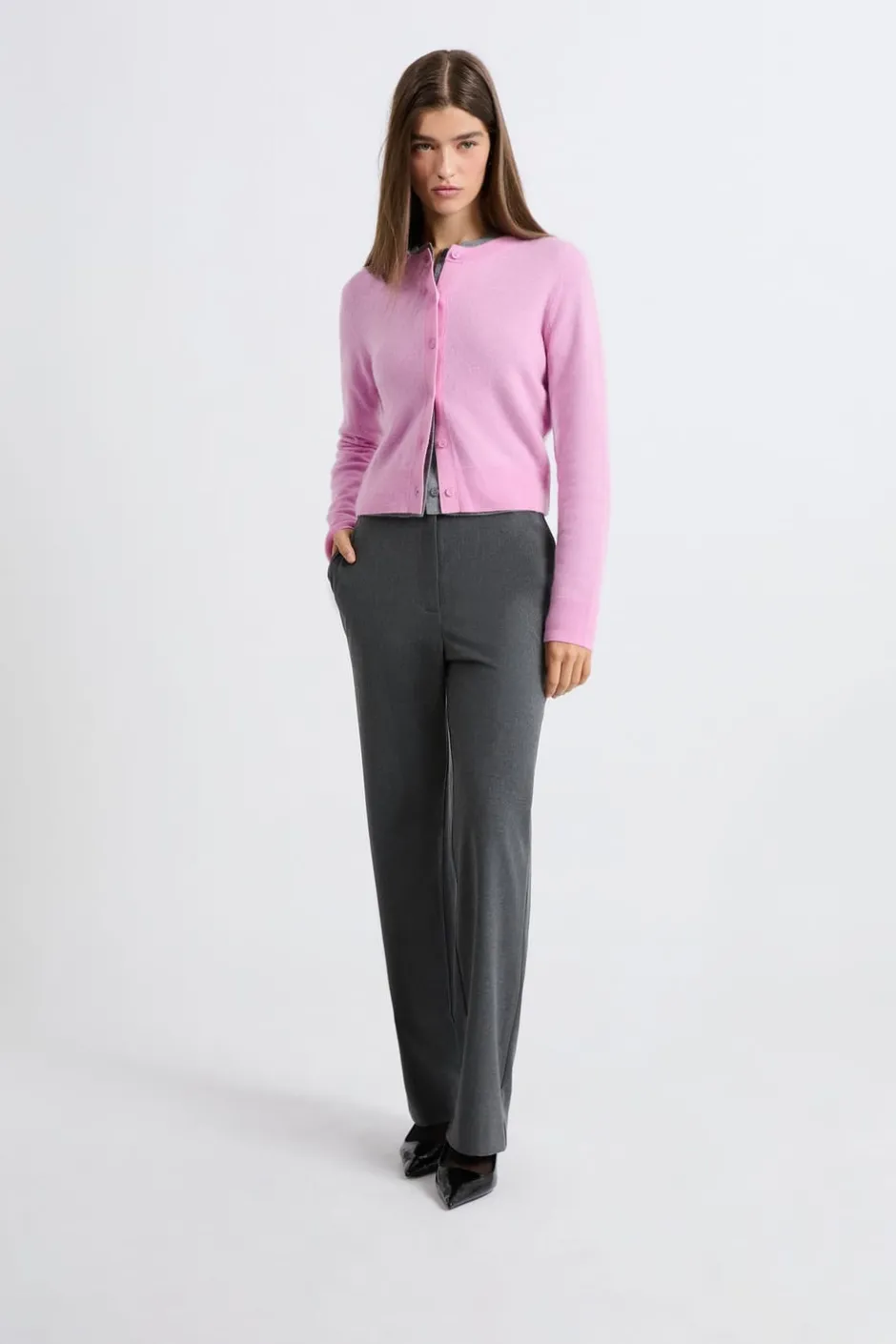 ETAM 100% Cashmere|Chaquetas|Jersey tipo cárdigan con botones de cashmere ROSA BONBON