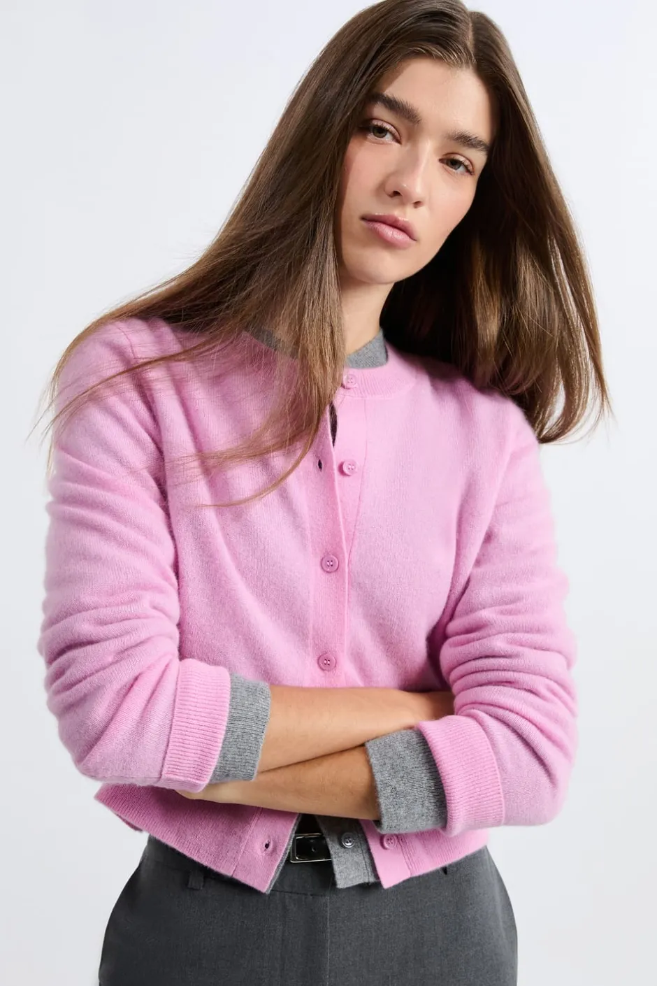 ETAM 100% Cashmere|Chaquetas|Jersey tipo cárdigan con botones de cashmere ROSA BONBON