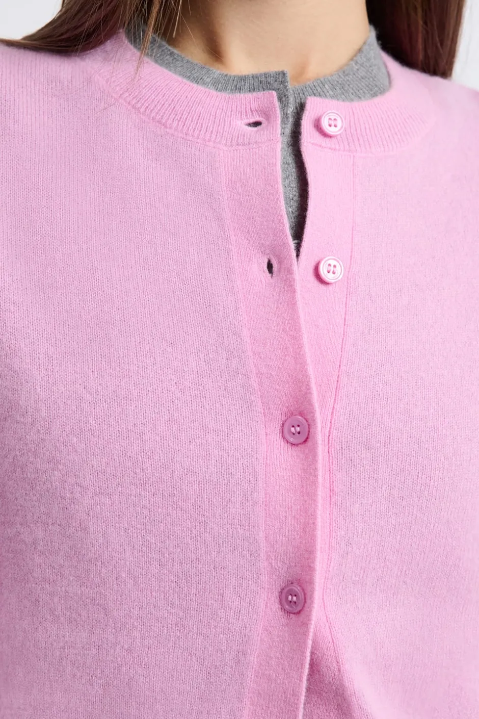 ETAM 100% Cashmere|Chaquetas|Jersey tipo cárdigan con botones de cashmere ROSA BONBON