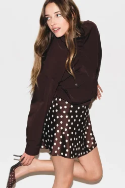 ETAM Faldas Estampadas|Faltas Cortas|Jupe courte satinée à pois MARRON