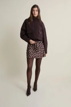 ETAM Faldas|Faltas Cortas|Jupe courte satinée à pois MARRON