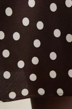 ETAM Faldas|Faltas Cortas|Jupe courte satinée à pois MARRON