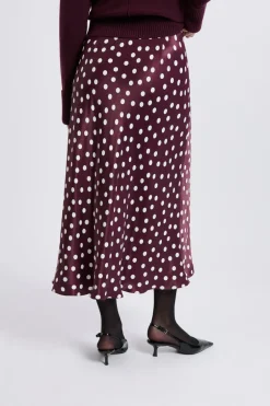ETAM Faldas Estampadas|Faldas Largas|Jupe longue satinée à pois IMP FD VIOLET