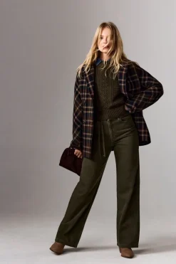 ETAM Abrigos Cortos|Abrigos Largos|Manteau mi-long avec laine IMP FOND VERT