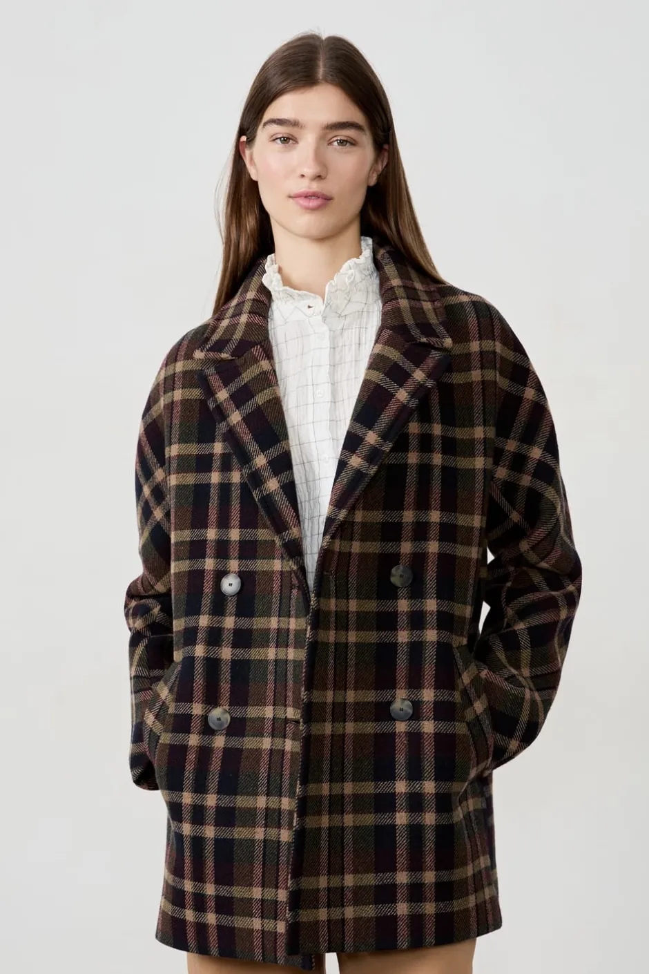 ETAM Abrigos Cortos|Abrigos Largos|Manteau mi-long avec laine IMP FOND VERT