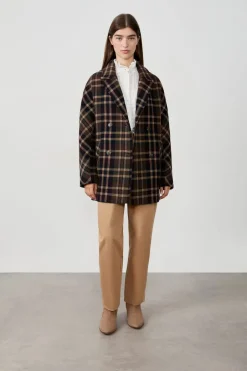 ETAM Abrigos Cortos|Abrigos Largos|Manteau mi-long avec laine IMP FOND VERT