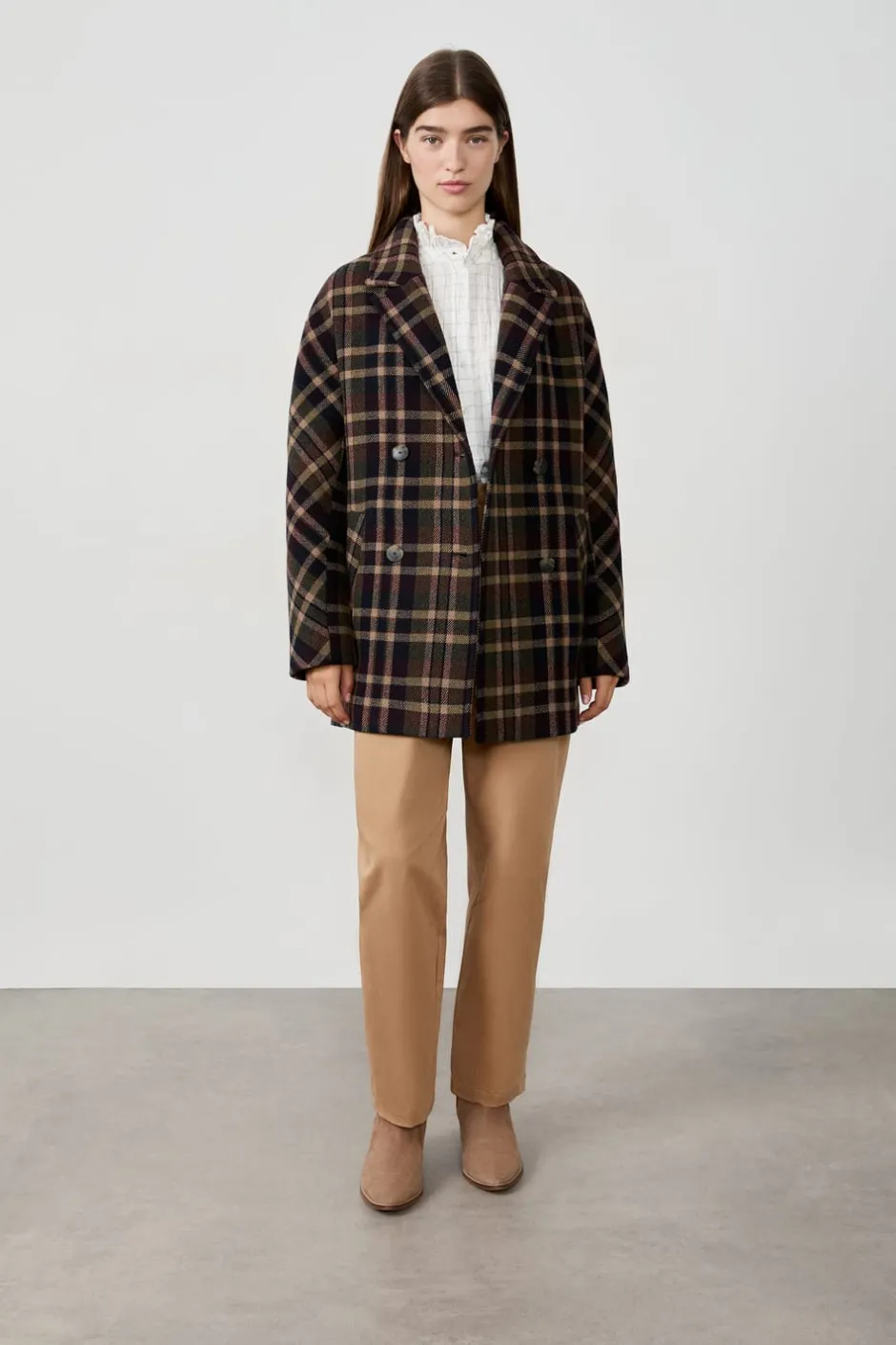 ETAM Abrigos Cortos|Abrigos Largos|Manteau mi-long avec laine IMP FOND VERT