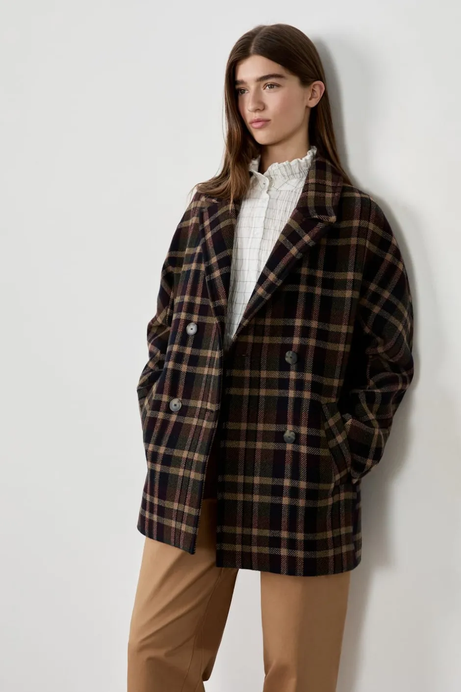 ETAM Abrigos Cortos|Abrigos Largos|Manteau mi-long avec laine IMP FOND VERT