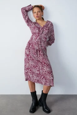 ETAM Vestidos Largos|Vestidos Estilo Bohemio|Maxivestido estampado BURDEOS