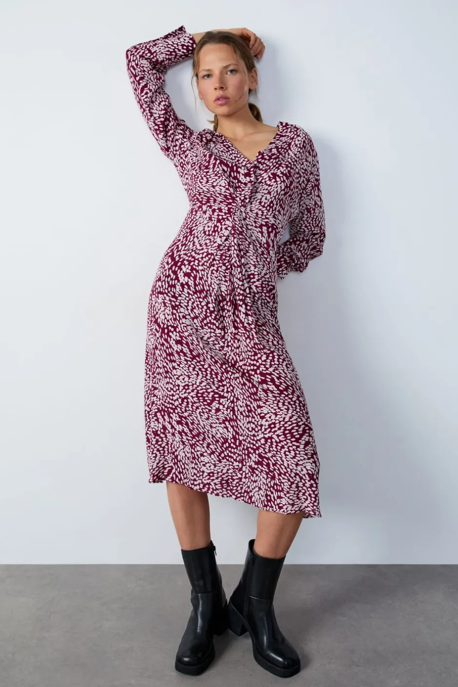 ETAM Vestidos Largos|Vestidos Estilo Bohemio|Maxivestido estampado BURDEOS