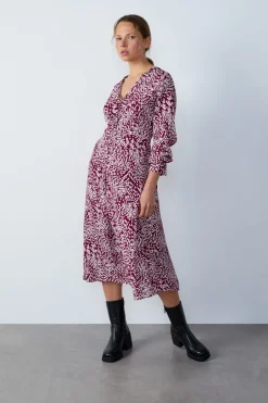 ETAM Vestidos Largos|Vestidos Estilo Bohemio|Maxivestido estampado BURDEOS