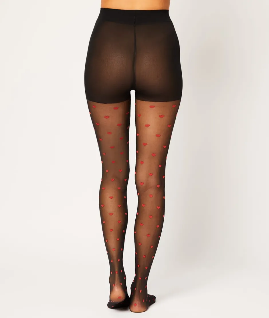 ETAM Medias Y Calcetines|Medias de corazón de moda - 30D ROJO