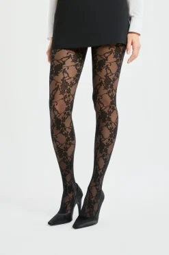 ETAM Medias Y Calcetines|Medias semitransparentes con motivos - 30D NEGRO