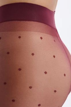 ETAM Medias Y Calcetines|Medias transparentes con motivos - 15D BURDEOS GRANATE