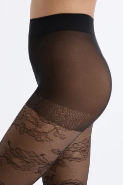 ETAM Medias Y Calcetines|Medias transparentes con flores - 15D NEGRO