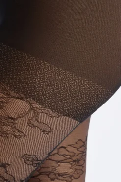 ETAM Medias Y Calcetines|Medias transparentes con flores - 15D NEGRO