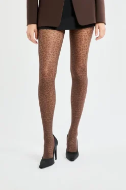 ETAM Medias Y Calcetines|Medias transparentes con motivos - 30D MARRÓN