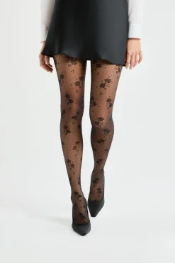 ETAM Medias Y Calcetines|Medias transparentes con motivos - 15D NEGRO