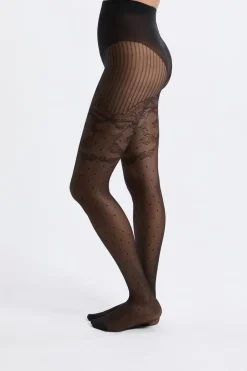 ETAM Medias Y Calcetines|Medias transparentes con encaje - 15D NEGRO