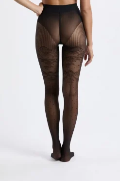 ETAM Medias Y Calcetines|Medias transparentes con encaje - 15D NEGRO