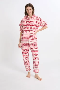 ETAM Los Pijamas Más Responsables|Pijamas Calentitos|Mono estampado con capucha ROJO