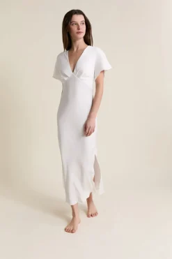 ETAM Los Pijamas Más Responsables|Pijamas Para Novias|Nuisette longue satinée BLANC