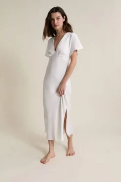 ETAM Los Pijamas Más Responsables|Pijamas Para Novias|Nuisette longue satinée BLANC